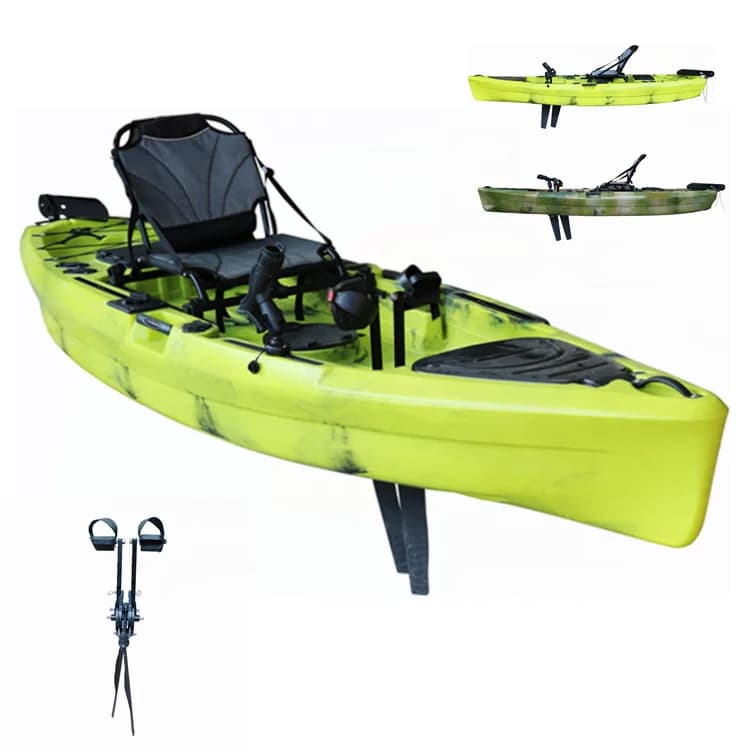 Kayak a Pedali Mirage Compass da 12 Piedi con Pinna Predator, Kayak da Pesca Monoposto con Motore Elettrico