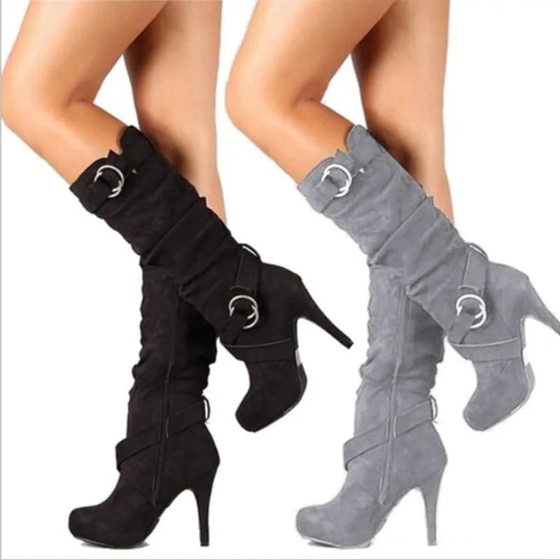 2026 Sexy Knee High Women Boots Thin High Heel Round Toe Platform Fashion Ladies Pu Leather Boots Size 34-43 Lady Shoes