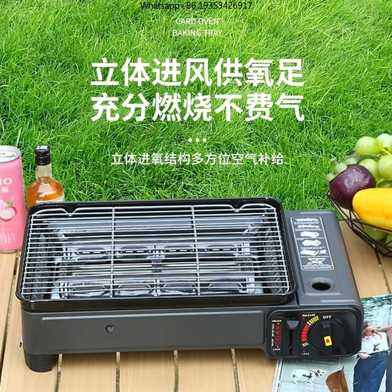 Nuovo Barbecue Portatile Multifunzione per Esterni, Fornello a Gas a Cassetta Antivento per Campeggio e Picnic