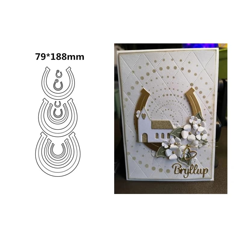 Fustelle Metalliche a Forma di Ferro di Cavallo per Scrapbooking, Cornici e Sfondi, per Cartoleria, Non per Halloween o Natale, Luglio 2022