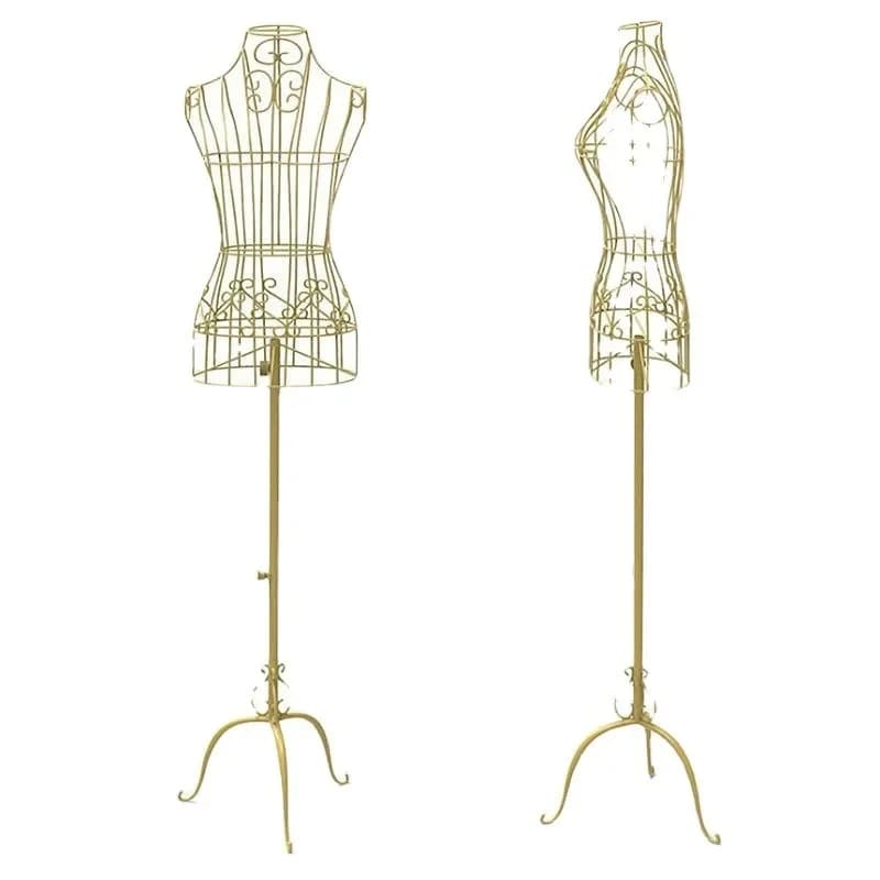 European wrought iron display for wedding dresses, full-length female mannequin for photo shooting and clothing exhibition
