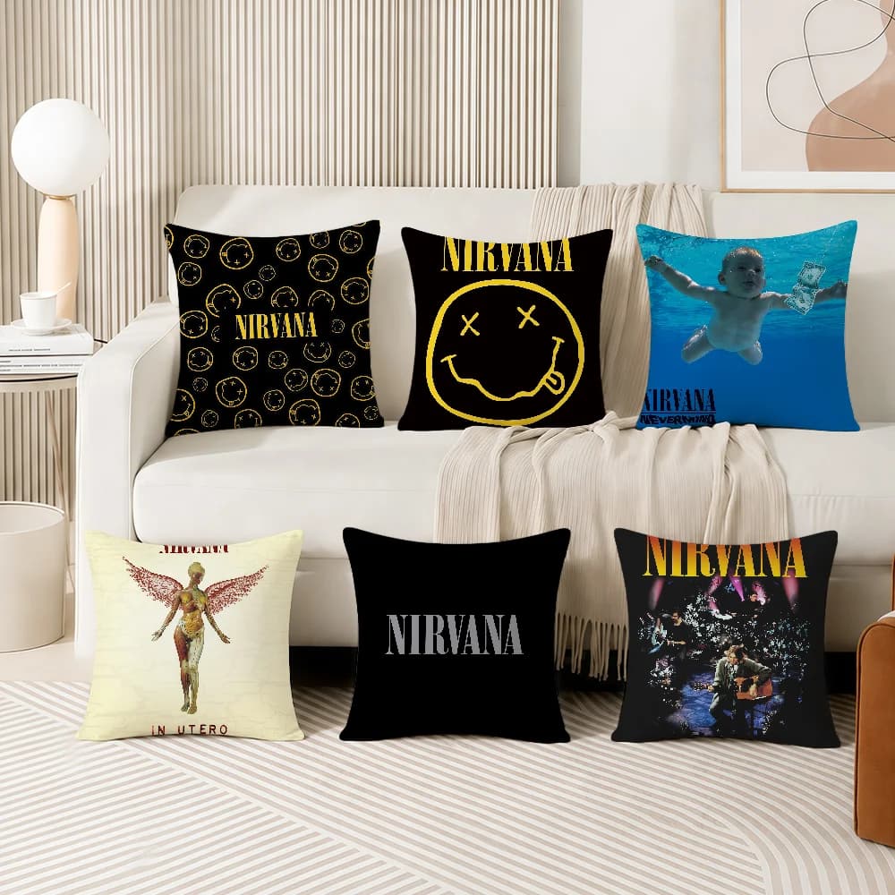 BAND N-NirvanaS-ES Cushion Cover Decorative Throw Pillow Modern Square Romantic Couch Sofa Bed Car