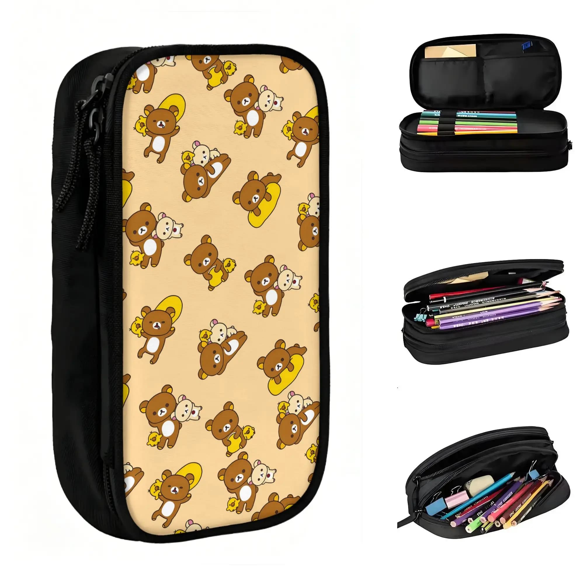 Custom Cute R-Bear Comic Manga Pencil Cases for Girls Boys Big Capacity Classical Pencil Box School Supplies
