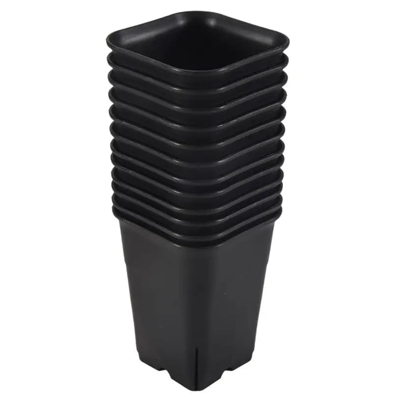 12PCS-Pack Black Square Plastic Plant Pot For Plant Flowers Cactus, Etc., Black Nursery Flower Pot-AT36