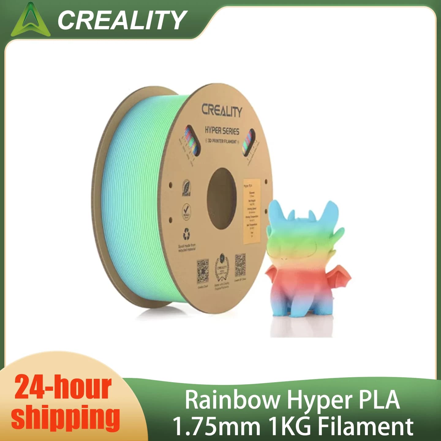 Creality For FDM Pritners Hyper PLA Rainbow Filament 1.75mm 1KG Multi-color Gradient High Speed Printing Materials