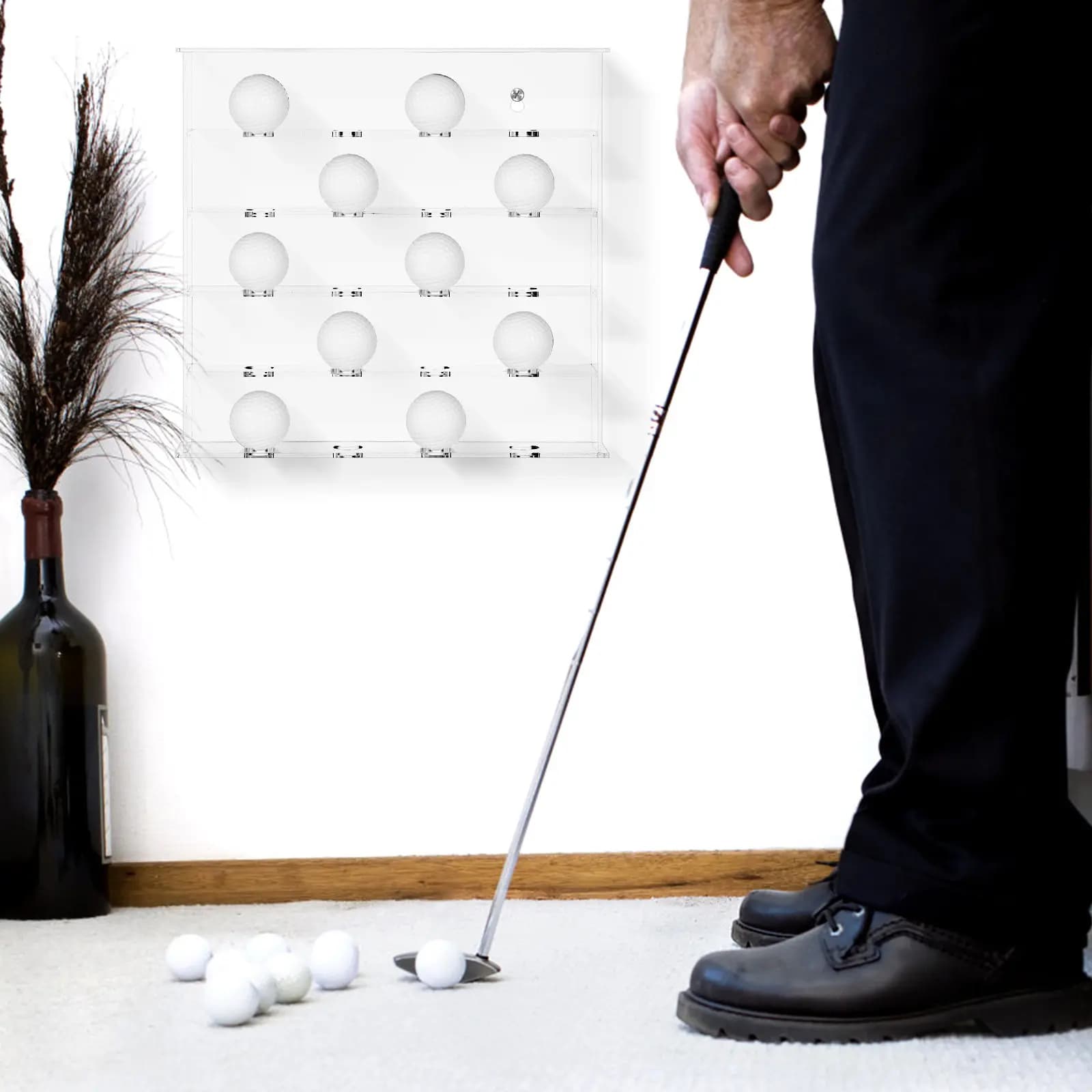 Espositore per Palline da Golf a 20 Scomparti, Scatola da Parete in Acrilico per Collezionisti, Elegante Organizzatore Moderno per Casa e Ufficio