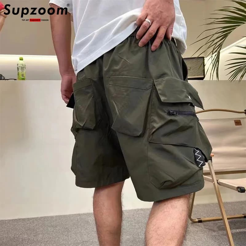 Supzoom nuovo arrivo Top Fashion Summer allentato Casual Belt Design High Street Trendy grid Stitching Pocket pantaloncini personalizzati da uomo