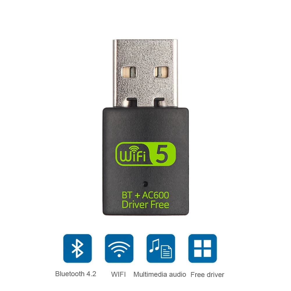 Adattatore Wi-Fi per scheda di rete USB Wifi Dongle con ricevitore WIFI BT 600Mbps 2.4G/5G Free Drive 2in1