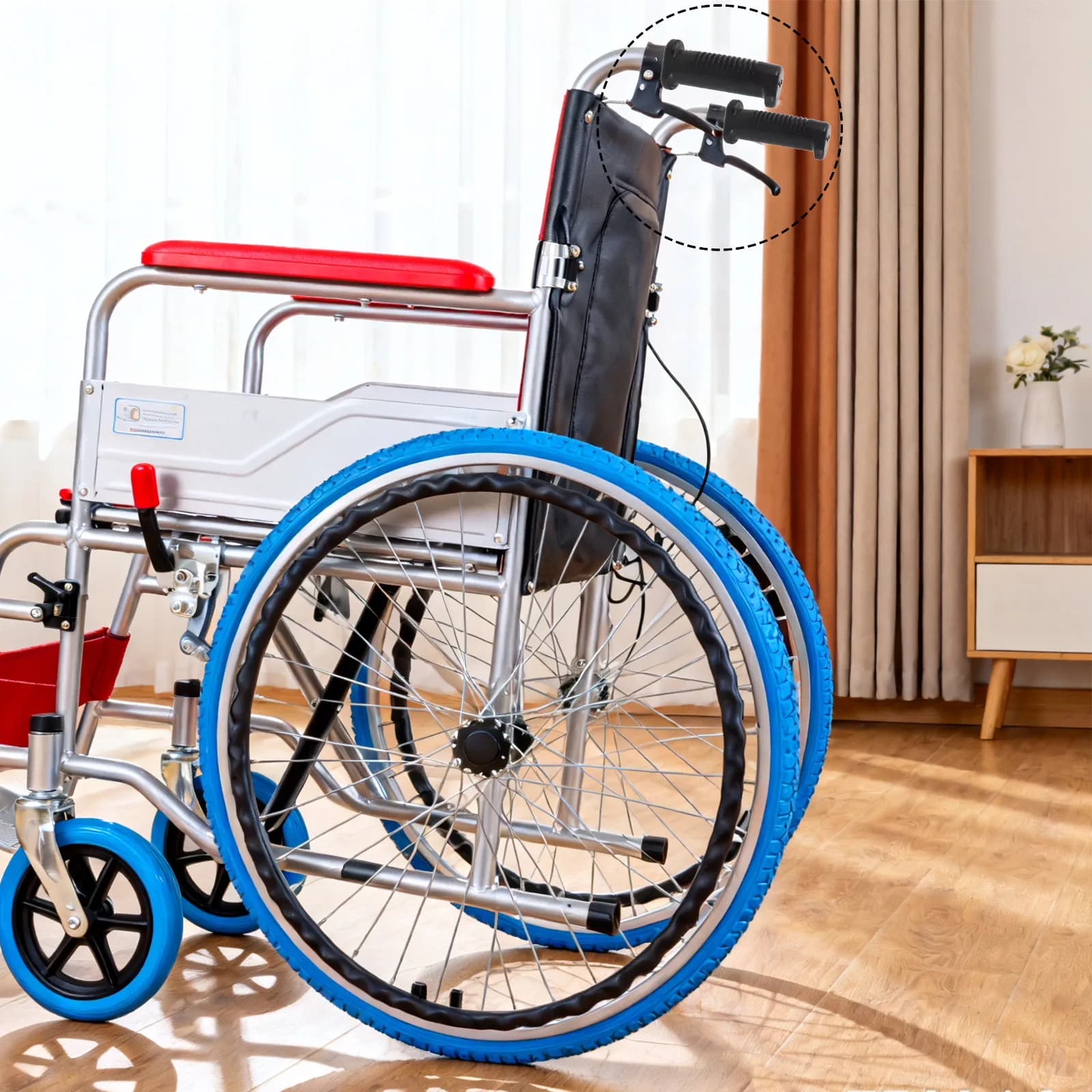 4 Pieces Anti-slip Covers Soft and Padded for Wheelchair Handles, Replacement for Brake Handles, For Deambulators and Transport Chairs