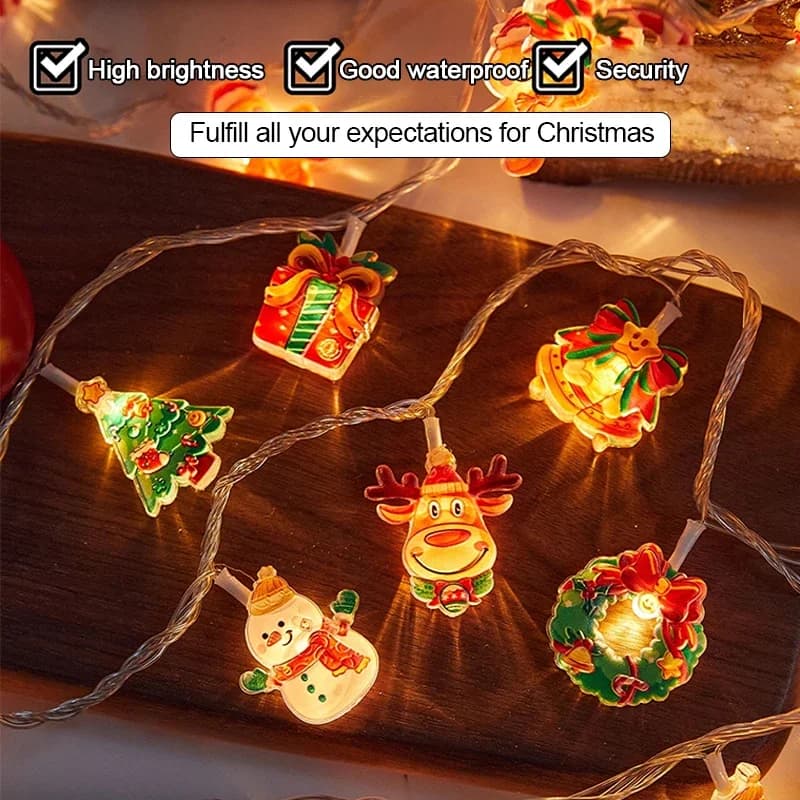 Luci a stringa LED in acrilico Pupazzo di neve di Natale Albero di Natale Luce per tende di Babbo Natale Festa di Natale Luci a corda Paty di Capodanno