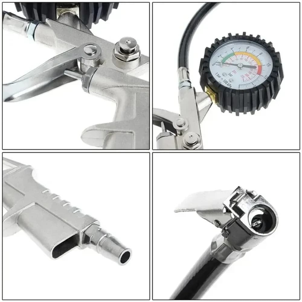 Kit di Monitoraggio Pressione Pneumatici Auto e Moto 220PSI con Manometro, Compressore d'Aria e Pompa Gonfiabile