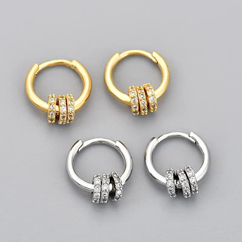 ㉻Silver Color Two Wear Methods Small Circle Rhinestone Earrings Women Unique Design Fashion Light Luxury Jewelry