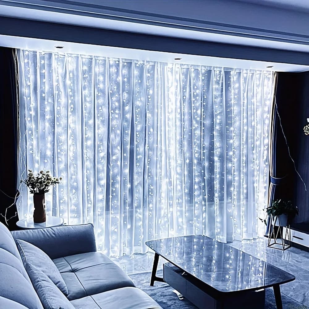600/400/300/200LED Tenda Ghirlanda Finestra Alimentazione USB Lucine Festone con telecomando Capodanno Ghirlanda Luci a LED Decorazioni natalizie