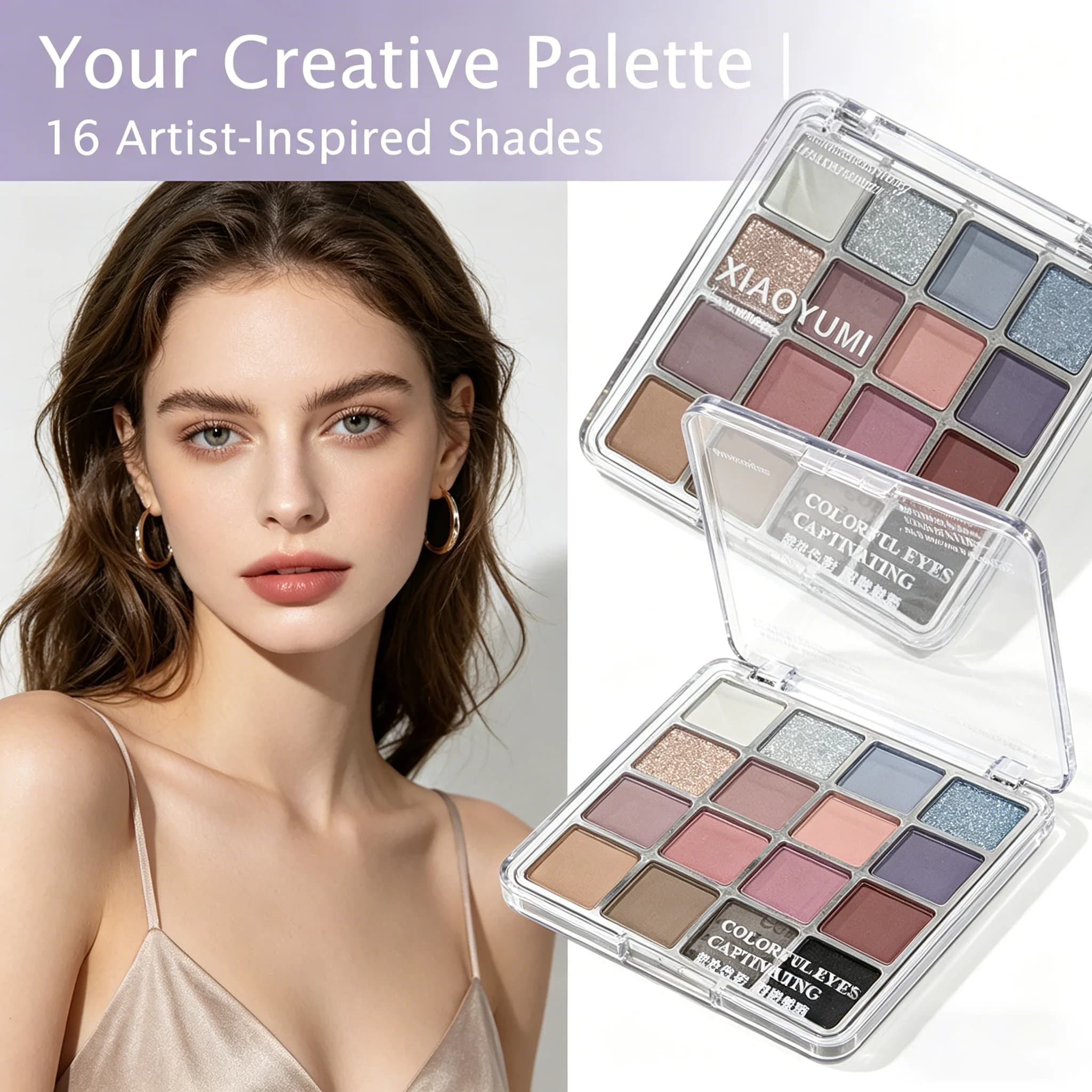 Palette Ombretti Multicolore Costruibile con Ombretti Opachi e Glitterati, Palette Trucco Professionale a Lunga Durata e Impermeabile