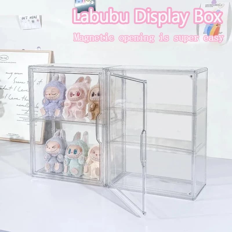 Espositore Trasparente in Acrilico per Labubu – Vetrina Antipolvere per Bambole e Oggetti da Collezione Blind Box, Consegna Rapida negli USA