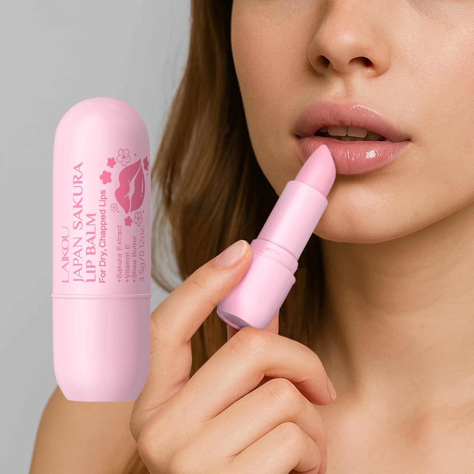 LAIKOU Giappone Sakura Balsamo per le labbra Trattamento idratante rimpolpante Cura delle labbra morbida e radiosa 3,5 g