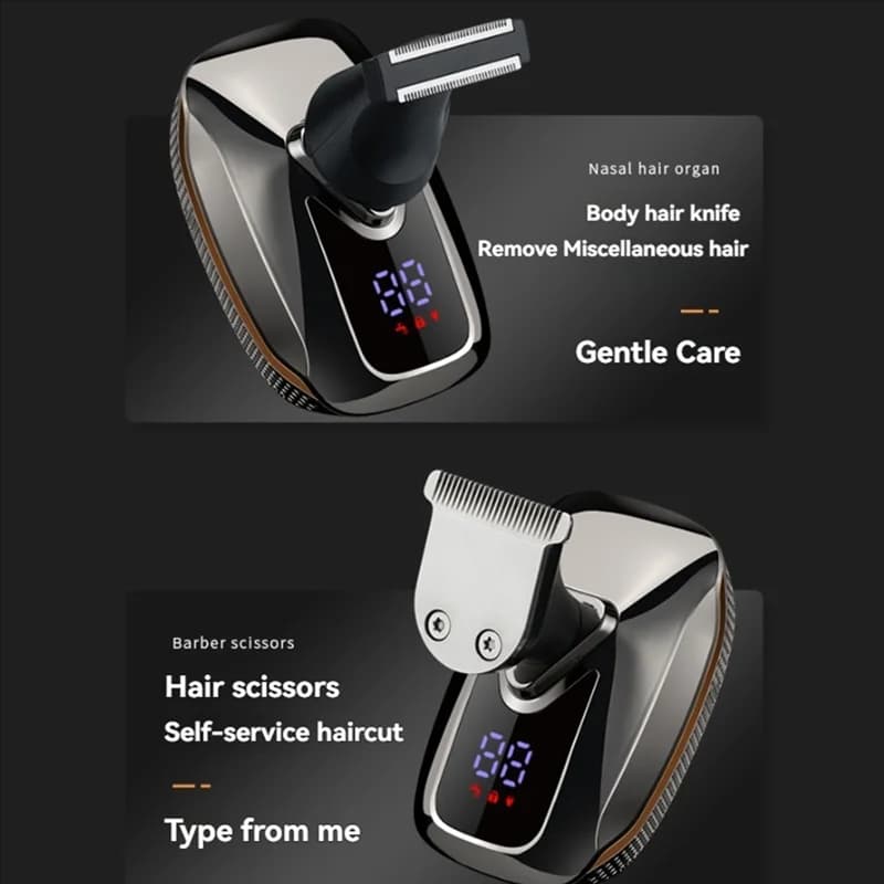ABUU-6 In 1 Men's Electric Heads Shaver Rechargeable Cordless Hair Shaving For Bald Man Waterproof Wet Dry Beard Trimmer