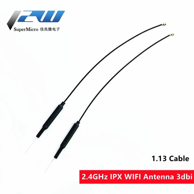 5 Pezzi/Lotto Antenna WIFI 2.4GHz 3dBi con Connettore UF.L/IPX, Antenna Interna in Ottone, Lunghezza 15cm, Cavo 1.13 HLK-RM04 ESP-07