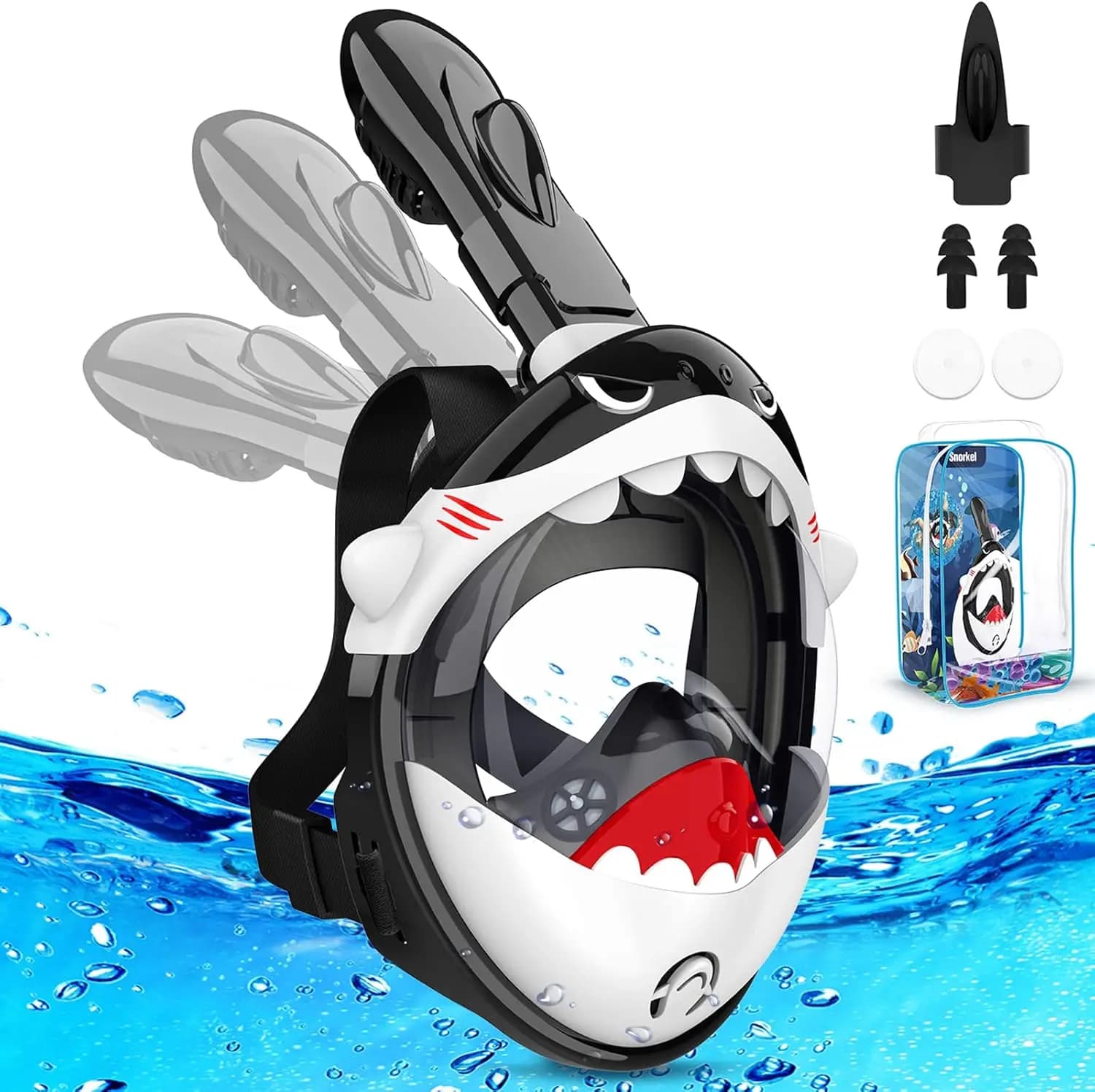 Maschera Subacquea Integrale per Bambini 4-16 Anni Pieghevole Anti-Perdita Anti-Appannamento 180° ° Borsa Portatile HD View