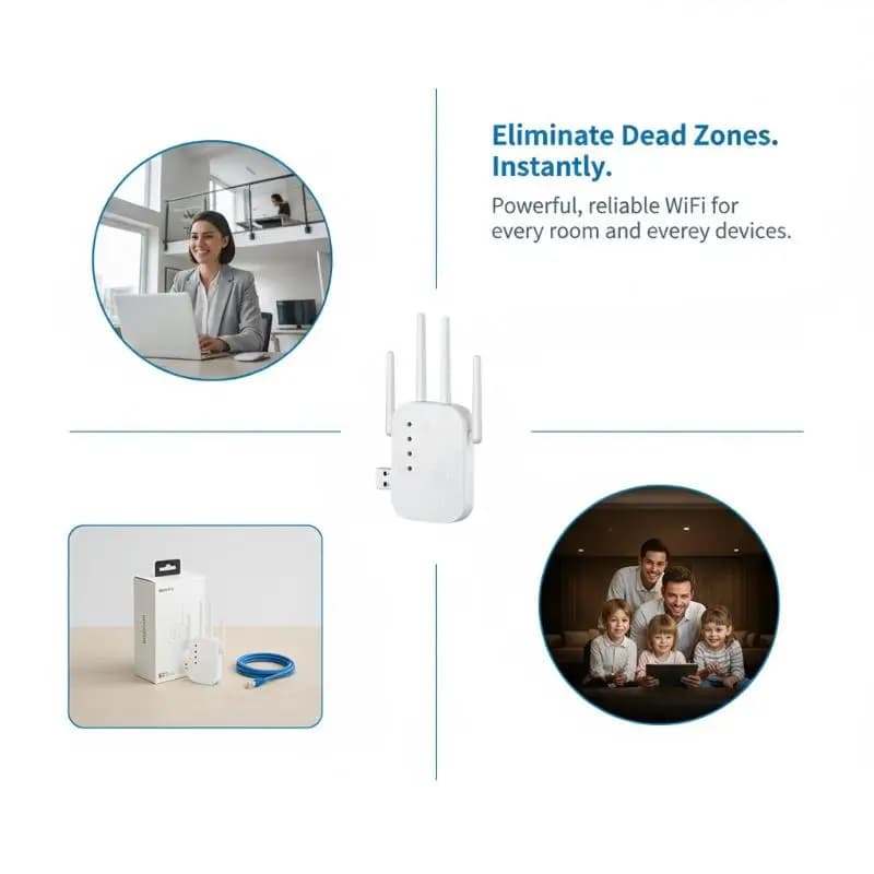 Wireless Network Signal Extender 300Mbps 24G WiFi Repeater Amplifier for Smooth HD Video Streaming