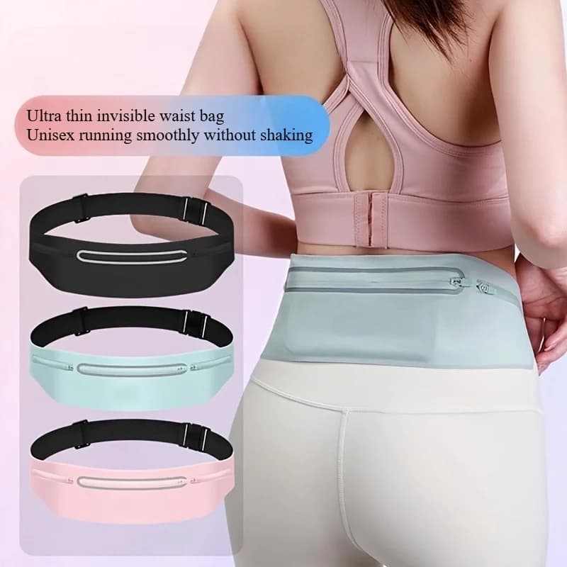 Ultra-thin waistband: 3-pocket design for 7,5" phone, adjustable shoulder strap for racing, cycling, lightweight unisex belt bag for travel.