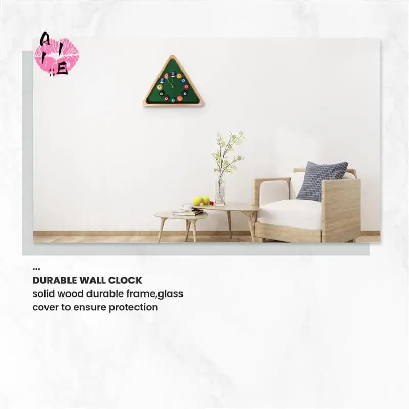 A11E-13 inch billiard quartz watch with solid wood frame Creative wall clock for living room, bedroom