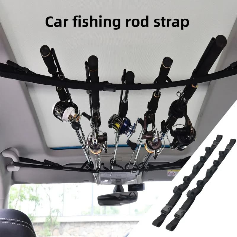 Portacanna da auto da 2 pezzi, supporto per canna da pesca a sgancio rapido per camion/SUV, cinghie regolabili resistenti e design antiscivolo, viaggio su strada