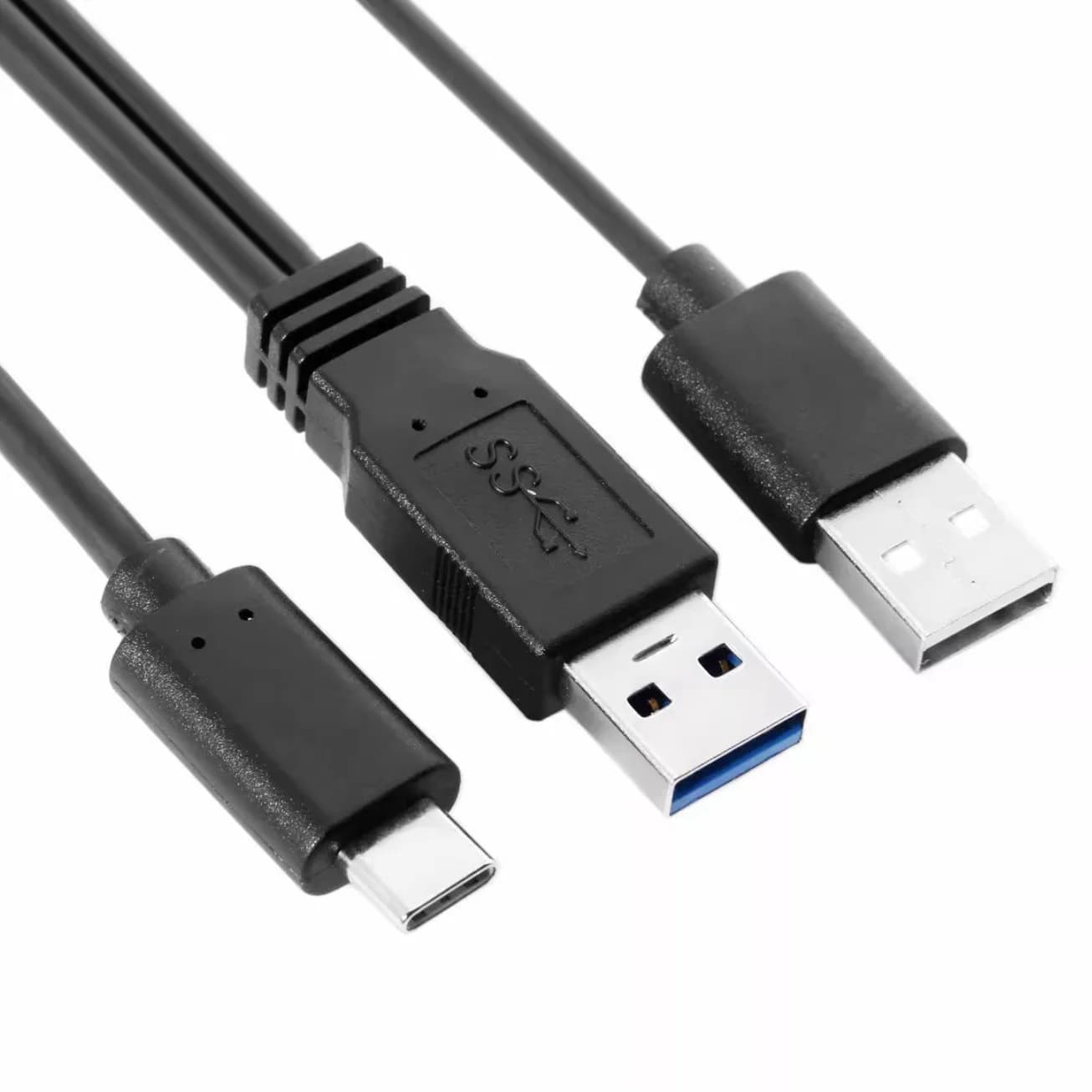 Cavo a Y dati di alimentazione extra USB 3.1 tipo C da USB-C a doppio A maschio per telefono cellulare e disco rigido