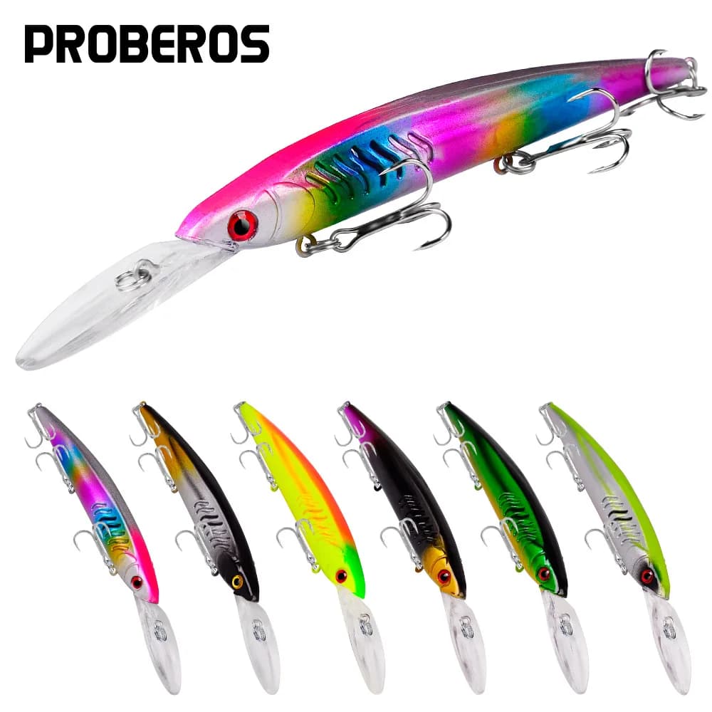 PRO BEROS 1PCS Minnow Richiamo di Pesca 15cm 13g Galleggiante Esca Dura Wobbler Jig Bait Crankbait Carpa Spigola A Strisce Pesca Attrezzatura da pesca