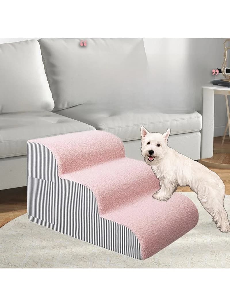Pet Stairs Dog Bed Steps Small Dog Climbing Stairs Ladder Washable Cover Climbing Ladder Side Bed Steps Pet Supplies