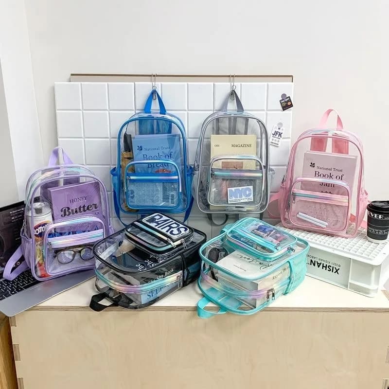 New Mini Clear Backpack Fashion Student Jelly Transparent PVC Travel Knapsack Summer Waterproof Beach Versatile Storage Rucksack