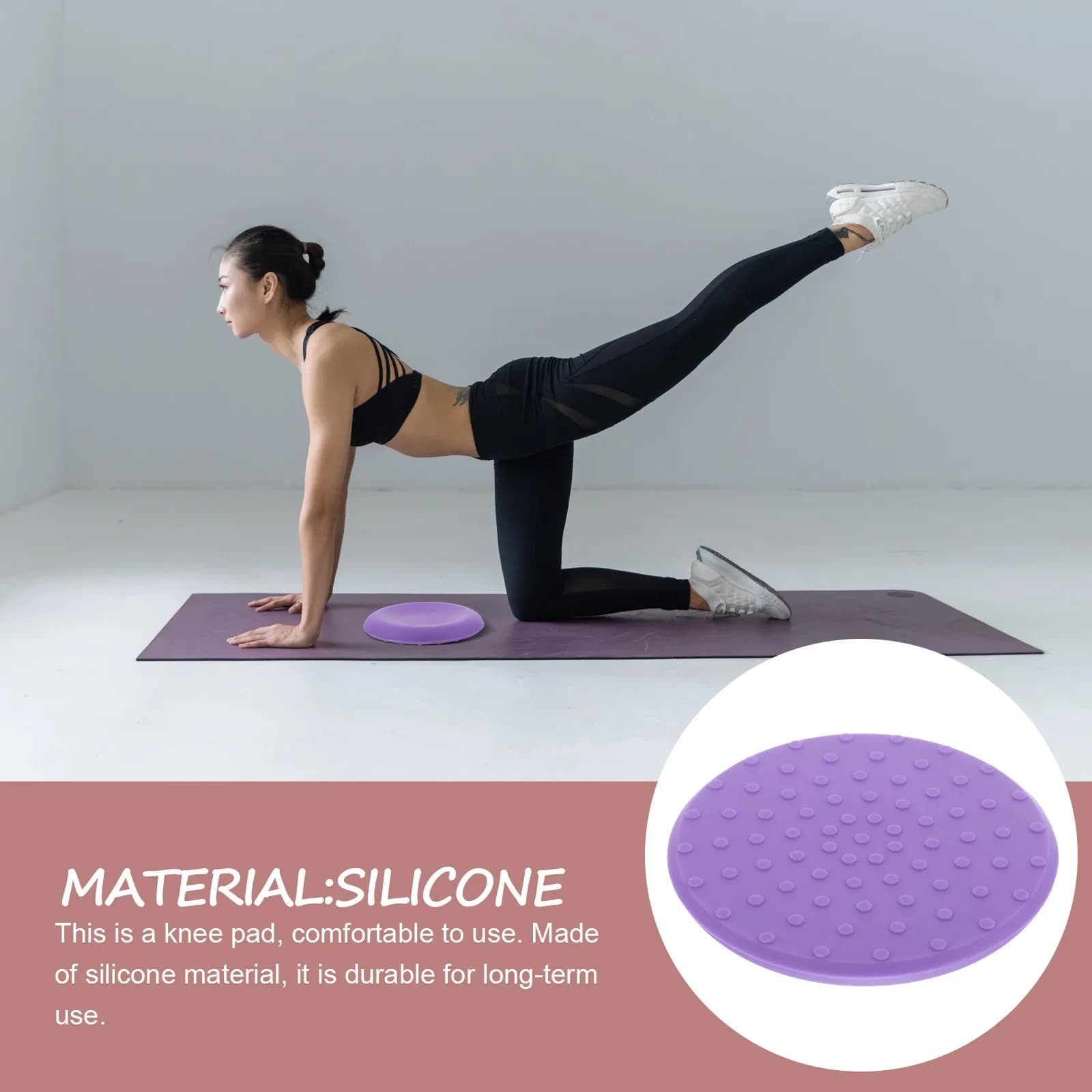 Tappetino Premium in Silicone per Yoga, Rotondo, Spesso, Comodo, Antiscivolo, Protezione per Ginocchia, per Yoga, Seduta, Pilates ed Esercizi a Terra