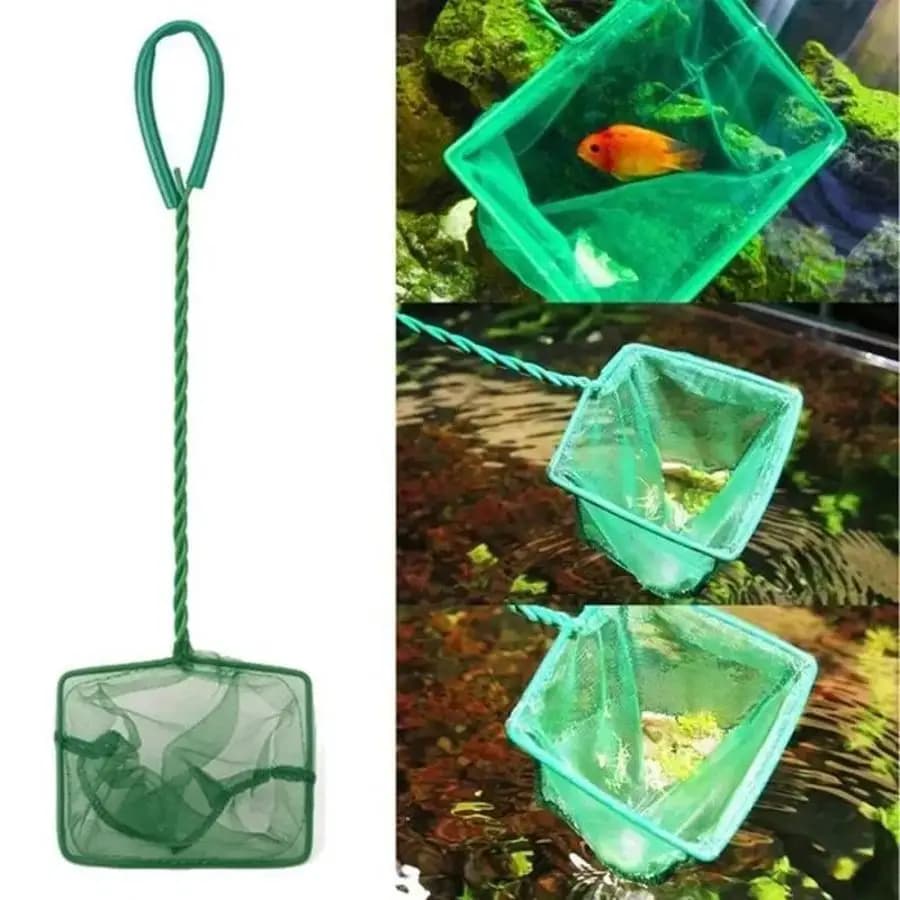 Long Handle Square Aquarium Fish Net Landing Net For Fish Shrimp Crab Floating Debris Cleaning Hand Net Fishing Tank Accessories