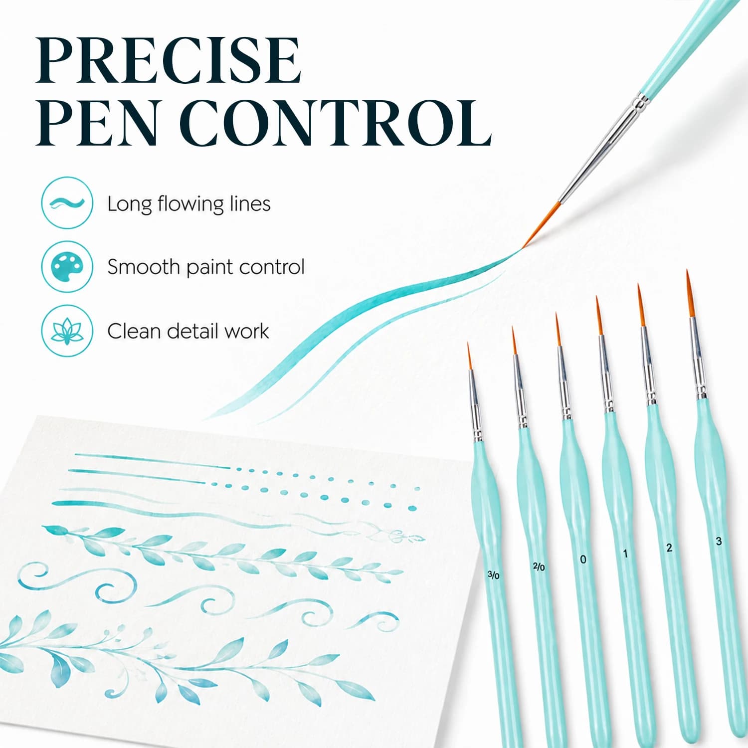 6Pcs Fine Tip Detail Paint Brushes Set, Thin Point Mini Rigger Brushes for Mandala, Model, Acrylic Watercolor Oil DIY Craft