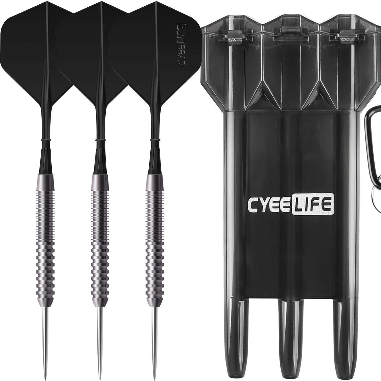 CyeeLife Freccette con punta in acciaio al tungsteno al 90% 21/23/26/28/30 g con custodia + set di freccette One Piece Flights Pro