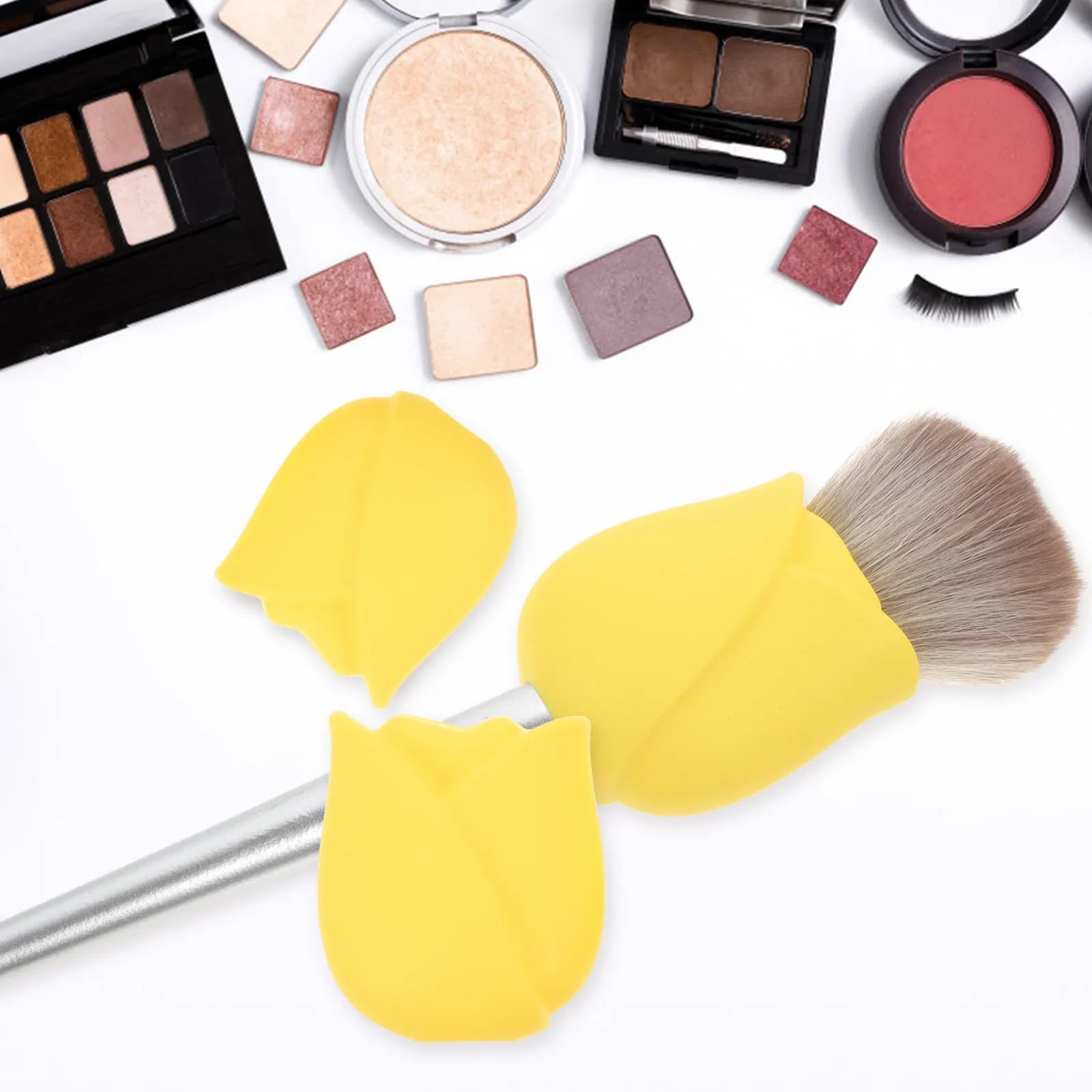Set di 3 Copri Pennelli da Trucco in Silicone, Custodie Protettive Portatili e Riutilizzabili per Pennelli da Fondotinta e Correttore