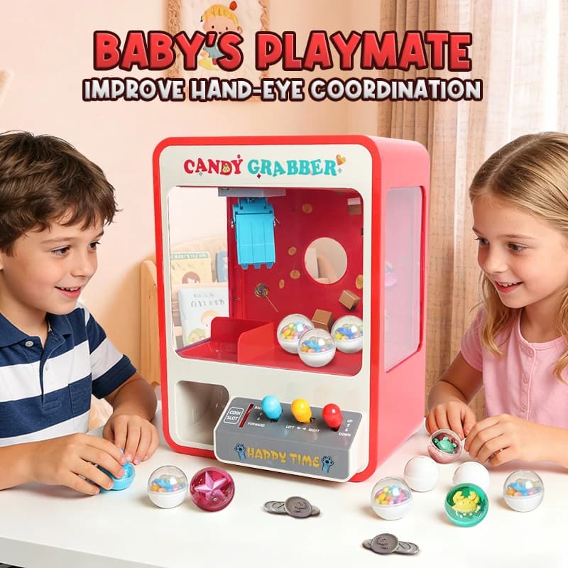 Mini Macchina Elettronica Acchiappa Caramelle e Bambole con Musica, Gioco Interattivo per Bambini, Giocattolo Arcade con Gru, Regalo di Compleanno per Bambini e Bambine