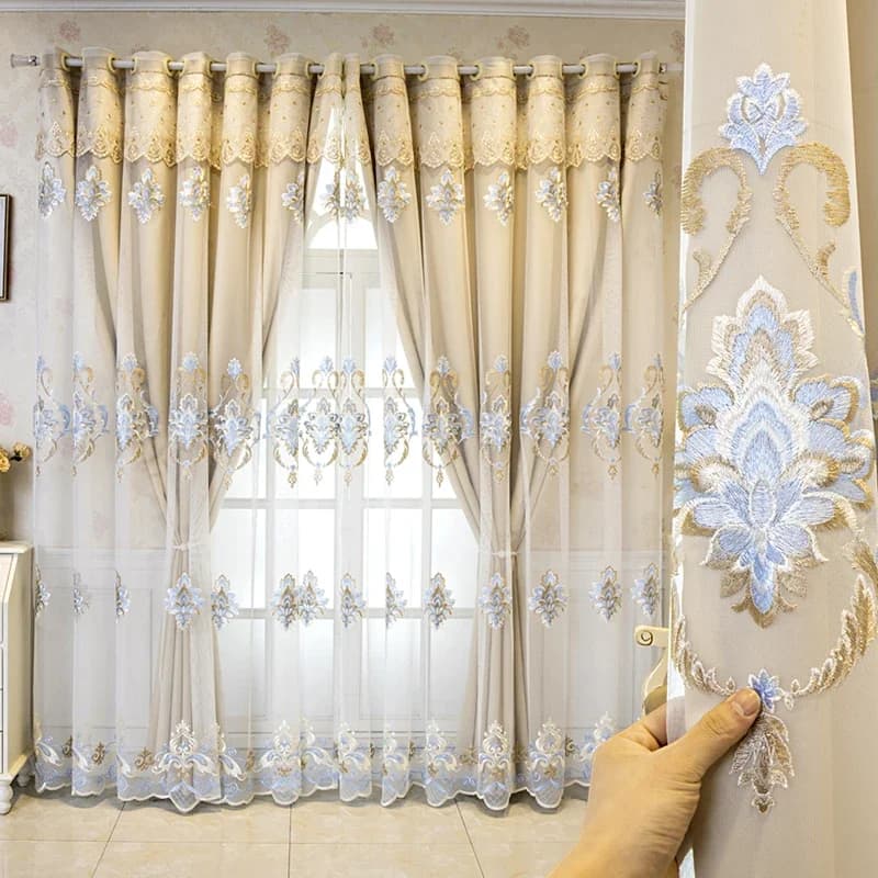 European Embroidered Curtains for Bedroom Living Dining Room Tulle Double Layer High Shading Balcony Windows Door Luxury