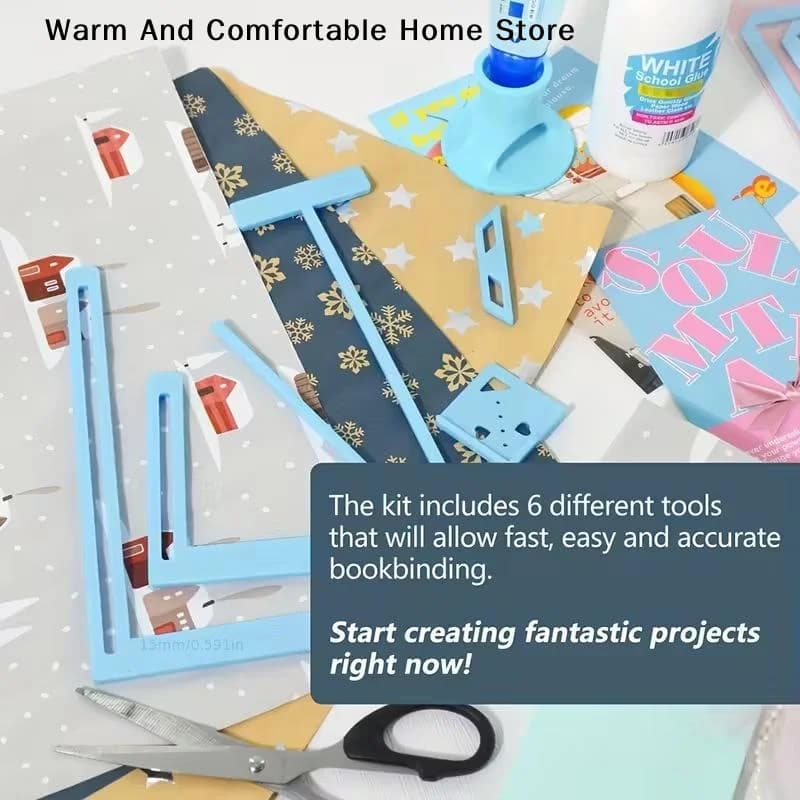 【SE】6Pcs Bookbinding For Starter Scrapbooking Tool Kit Easy To Use DIY Great Stencils Cutter Guide Can Be Turned Into A Notebook