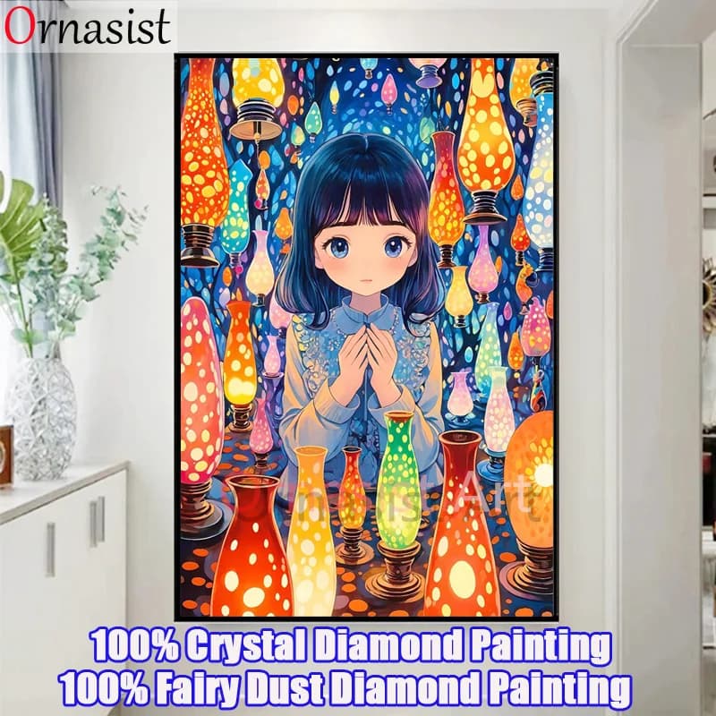 5D DIY Fairy Dust Diamond Painting Bottle Girl Diamond Embroidery Cartoon Character Crystal Cross Stitch Art Wall Decor Gift