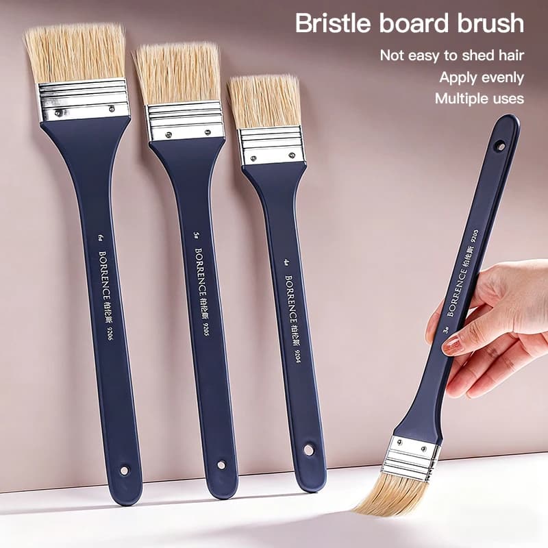 BORRENCE 1/2/4/7 PCS Paint Brushes Bristles Wooden Handle Flat Brushes Set for Acrylic Oil Watercolor Painting Tool Art Supplies