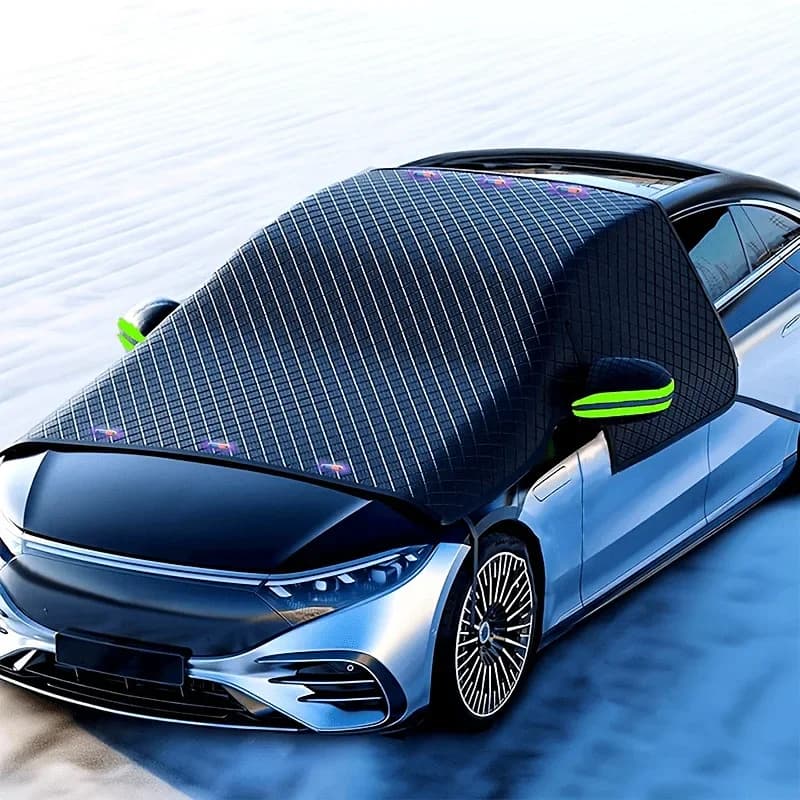 Protezione da neve per auto Parasole Antigelo Copertura per parabrezza Copertura per neve con blocco solare anteriore per auto Copertura per tre finestre ispessita