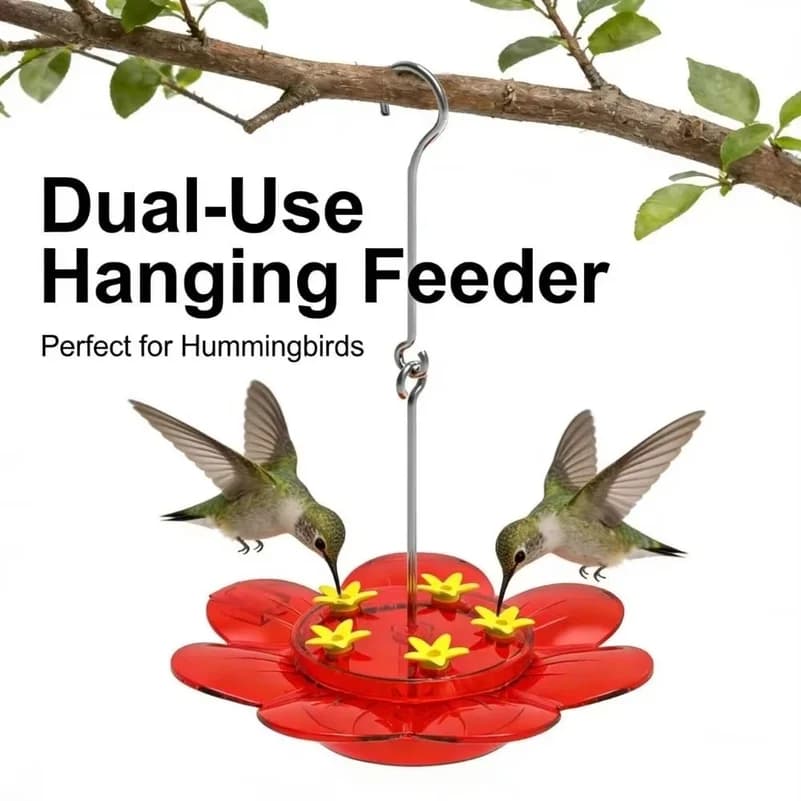 Leak-Proof 2 in 1 Bird Feeder Weather-Resistant with Suction Cup and Hook Hanging Feeder Decorative Bird Water Bowl Tree