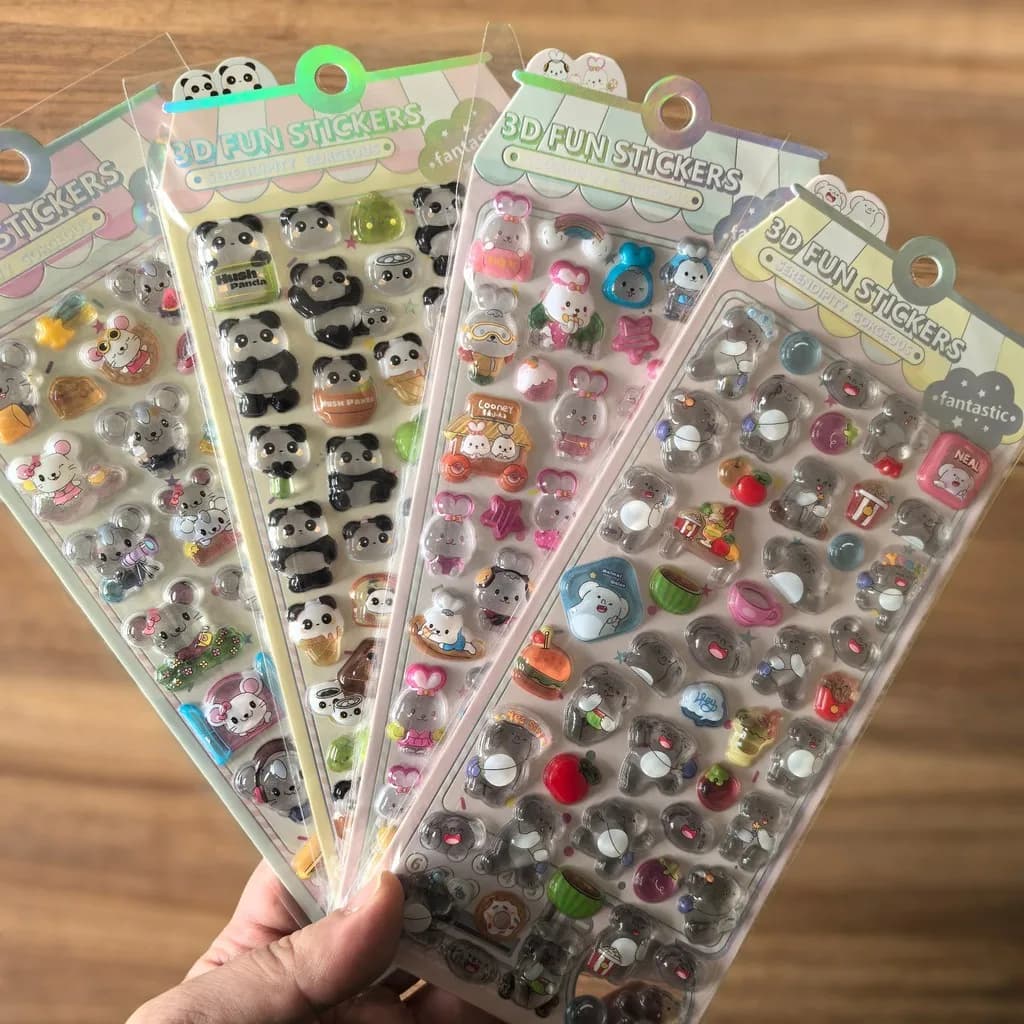 4 adesivi con animali in cristallo in rilievo 3D - Adesivi decorativi per zaini, astucci, giocattoli per bambini e agende Papery Pop Store