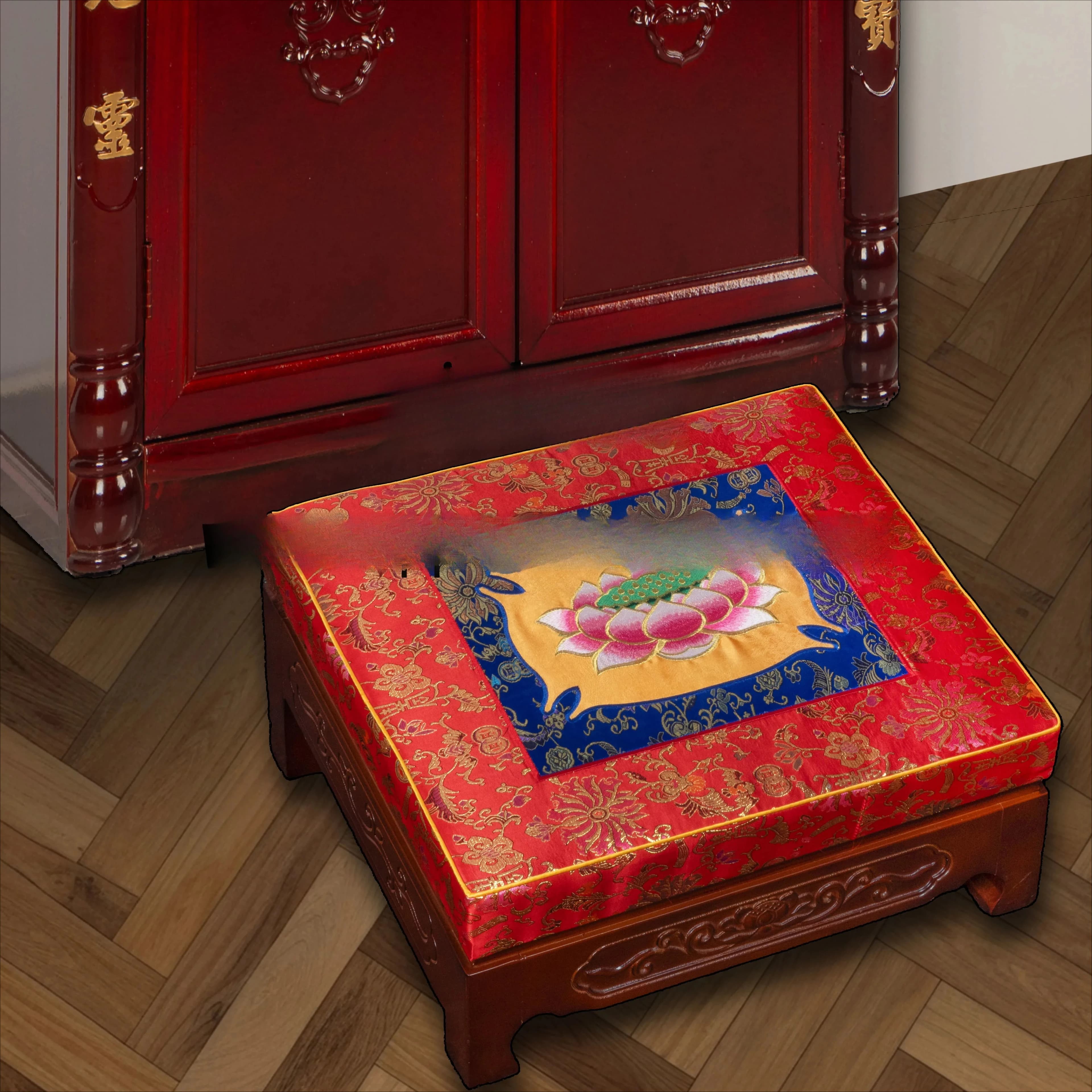 b24 Solid Wood Home Kneeling Mat Buddhist Hall Monastery Meditation Cushion Lotus Worship Mat in Front of Buddha