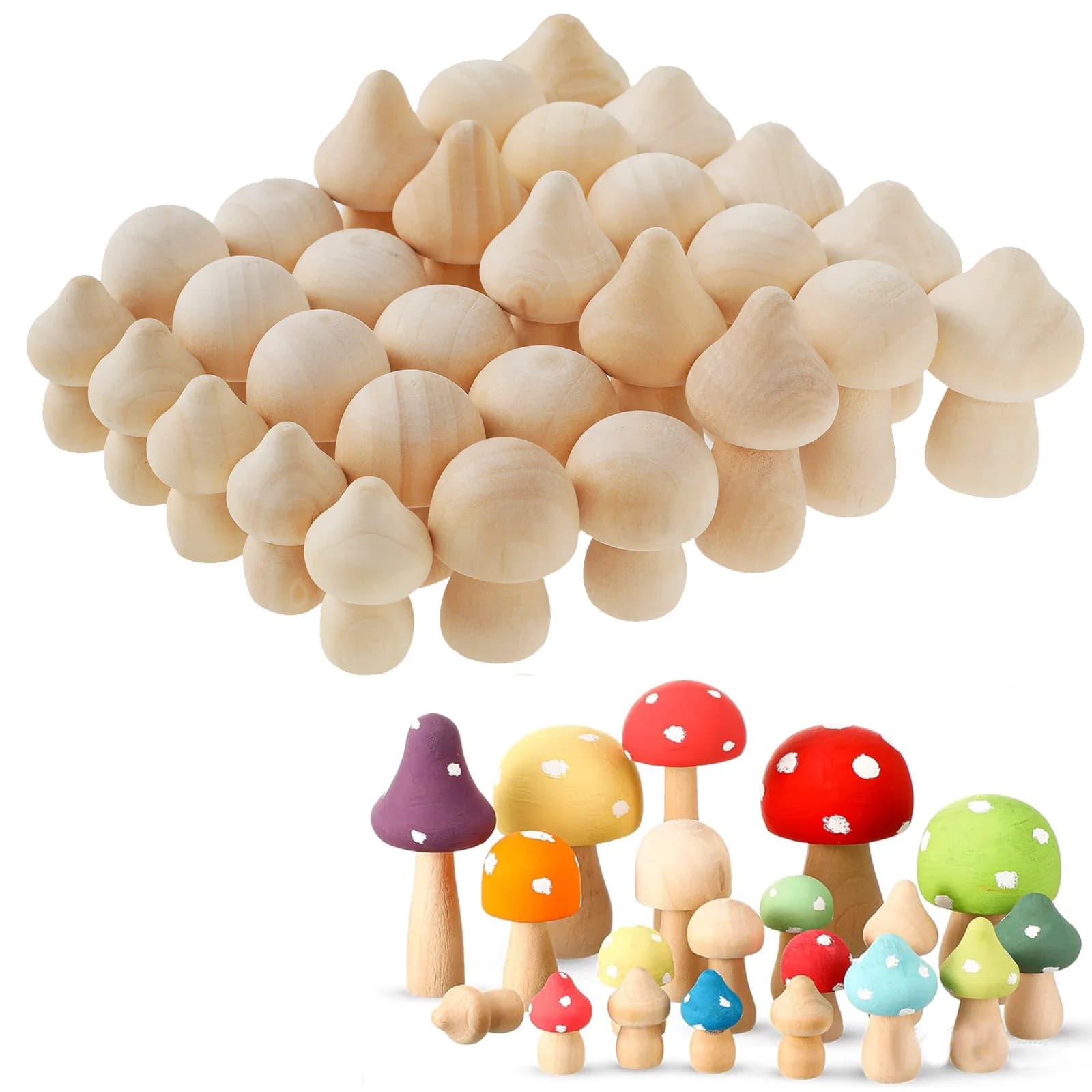 30 pezzi di funghi in legno non finiti o 20 mini bambole per arti e mestieri progetti fai da te ornamenti regali di compleanno di Natale per bambini
