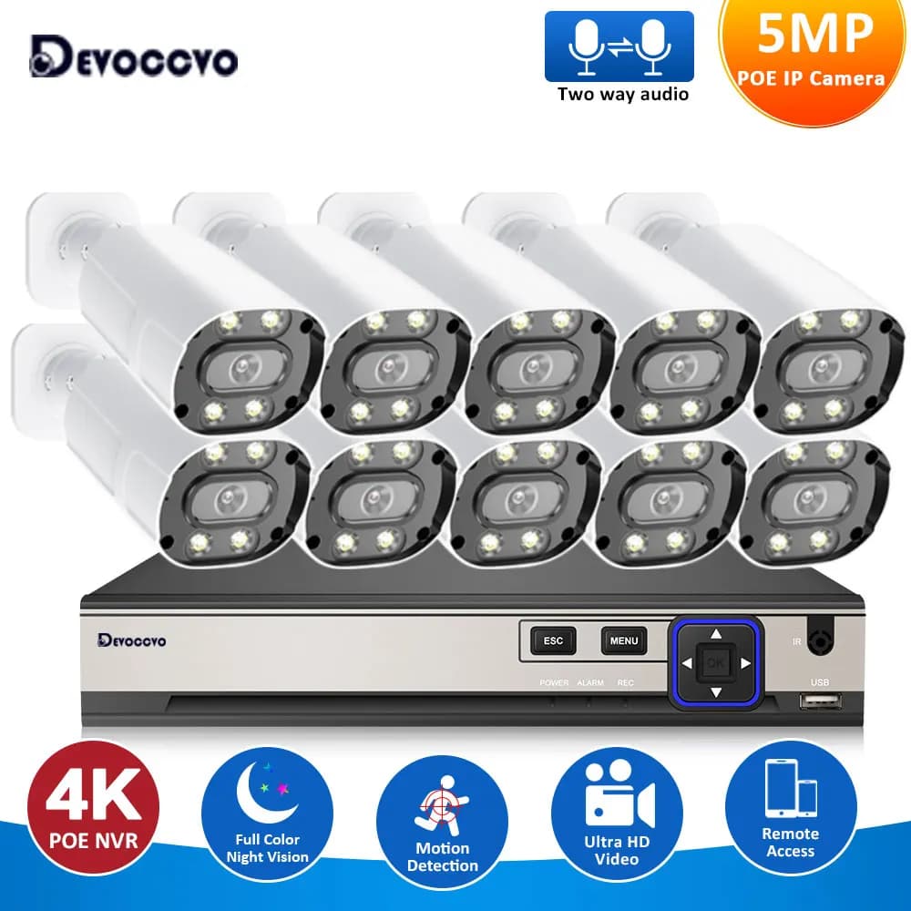 4K 10CH POE NVR Security Camera System Kit Outdoor 5MP Color Night Vision Bullet Camera CCTV Video Surveillance Set 8CH NVR Kit