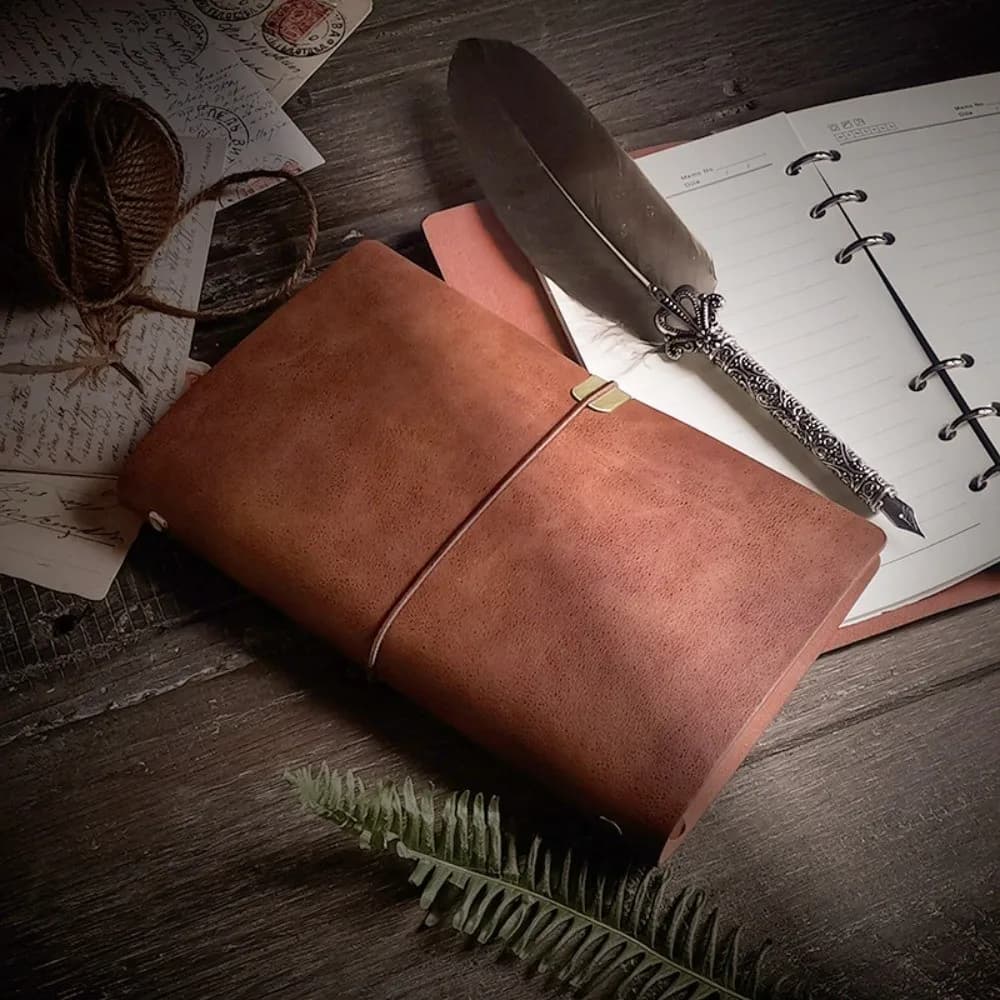 Retro Design A5 Loose Leaf Notebook Soft Portable Diary Journal Planner PU Refillable Travel Binder Office