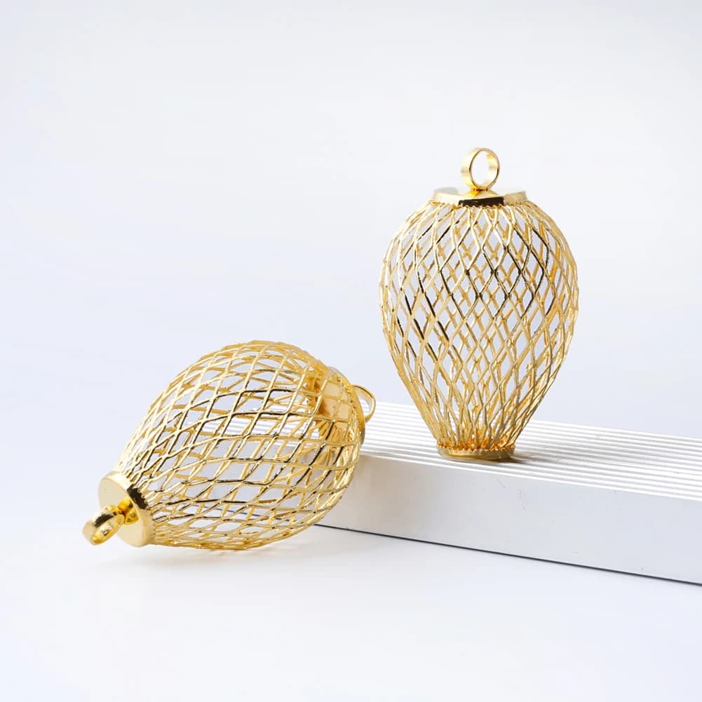 5PC Golden Wire Mesh Hollow Lantern Hot Air Balloon Metal Pendant DIY Wedding New Year Party Supplies Wind Chime Decor Accessory