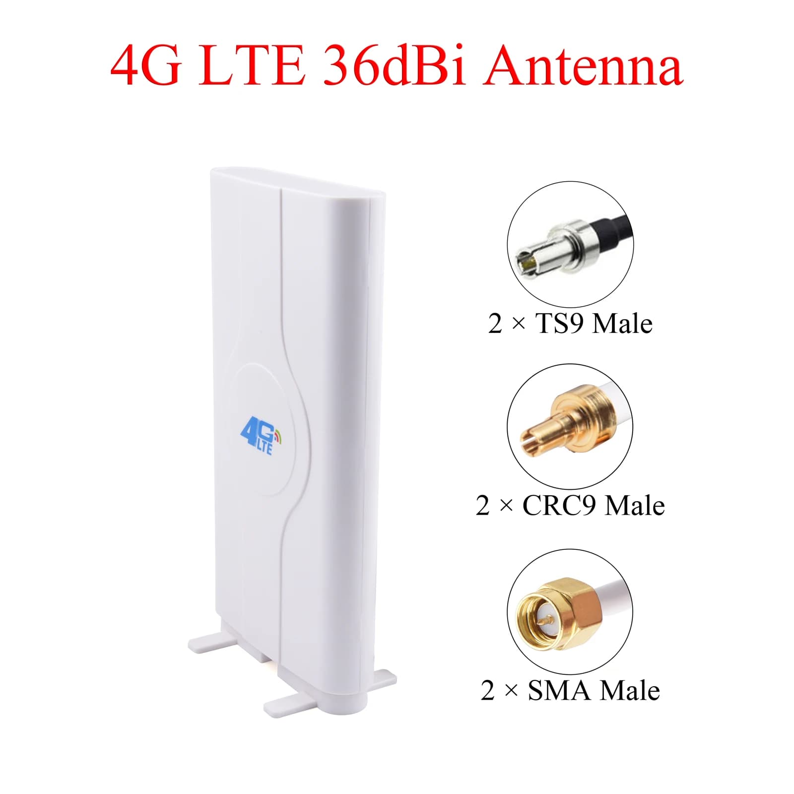 4G LTE 36dbi Antenna 700-2700mhz Mobile Panel Antenna TS9/CRC9/SMA Male Connector Cable 2m/6.56ft For 4G Router Wireless WiFi